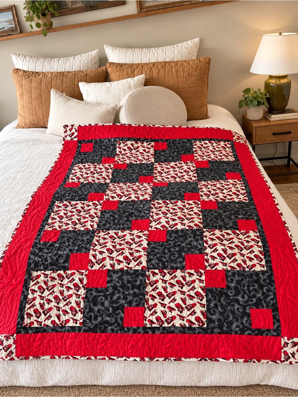 Hand Quilted Firefighter Quilt and matching pillowcase 🚒❤️